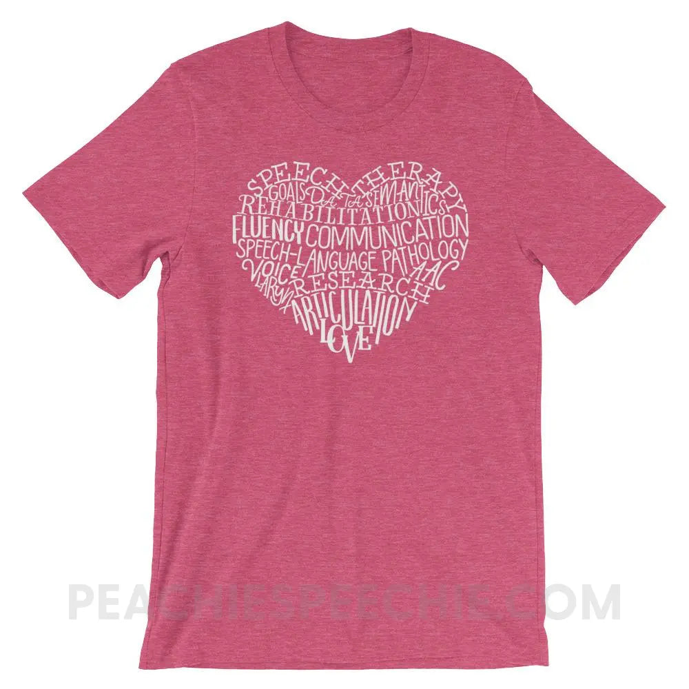 Speech Heart Premium Soft Tee - Heather Raspberry / S - T-Shirts & Tops peachiespeechie.com