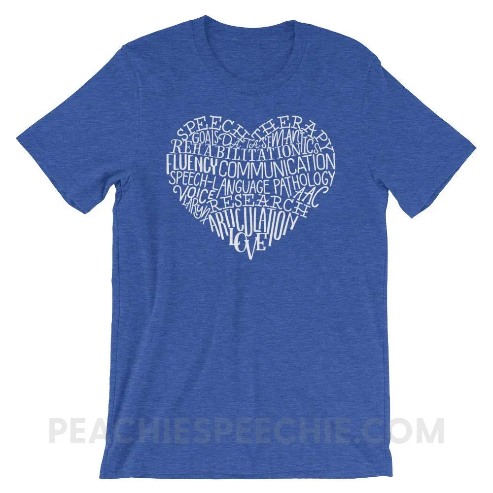 Speech Heart Premium Soft Tee - Heather True Royal / S - T-Shirts & Tops peachiespeechie.com