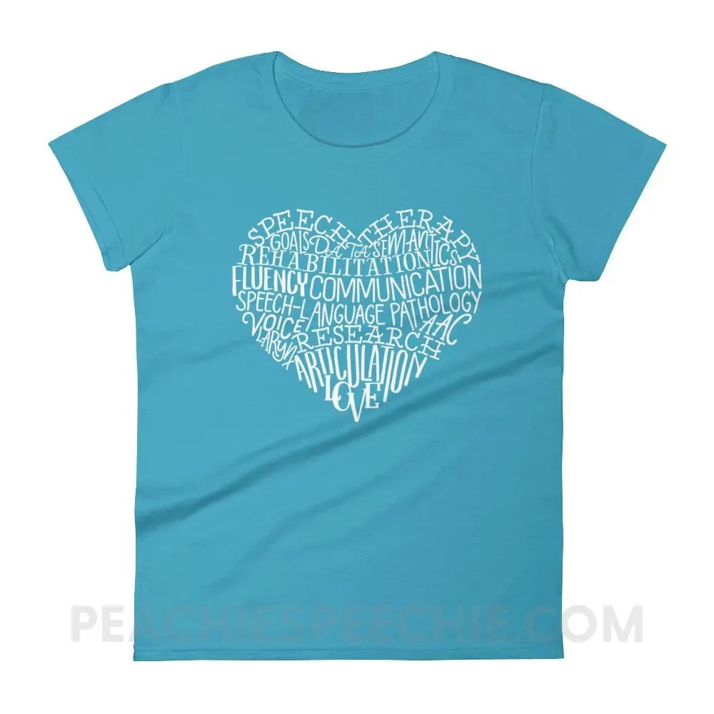 Speech Heart Women’s Trendy Tee - Caribbean Blue / S T-Shirts & Tops peachiespeechie.com