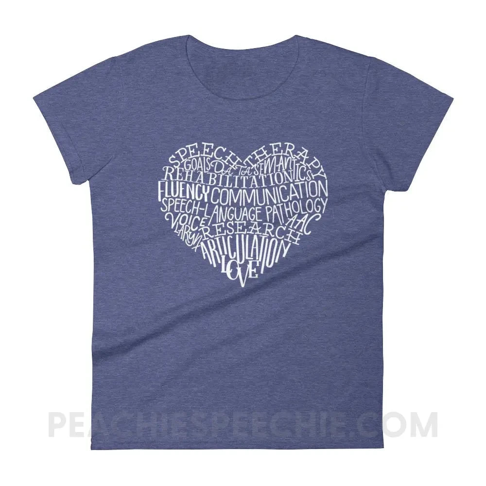 Speech Heart Women’s Trendy Tee - Heather Blue / S - T - Shirts & Tops peachiespeechie.com