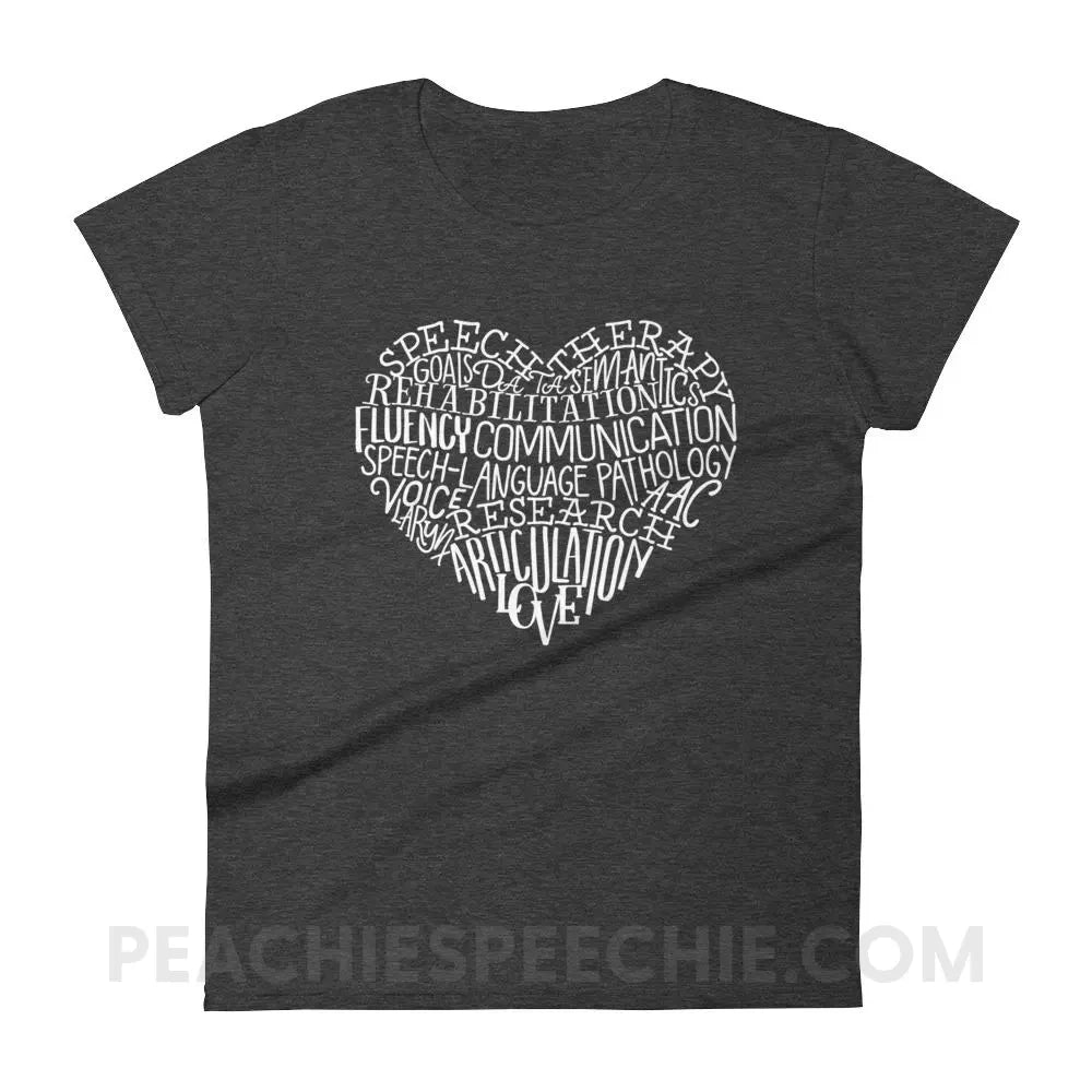 Speech Heart Women’s Trendy Tee - Heather Dark Grey / S - T - Shirts & Tops peachiespeechie.com