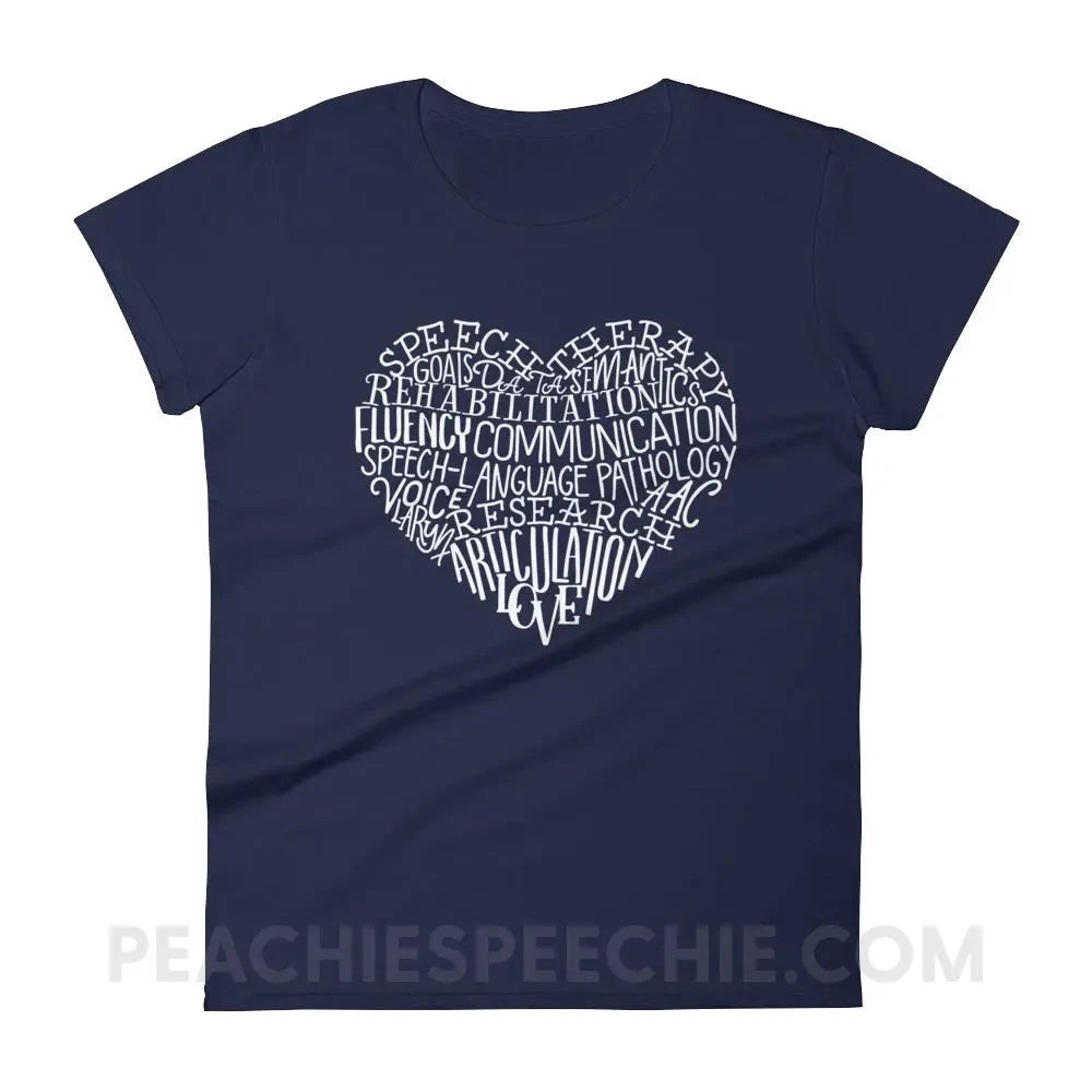 Speech Heart Women’s Trendy Tee - Navy / S T-Shirts & Tops peachiespeechie.com