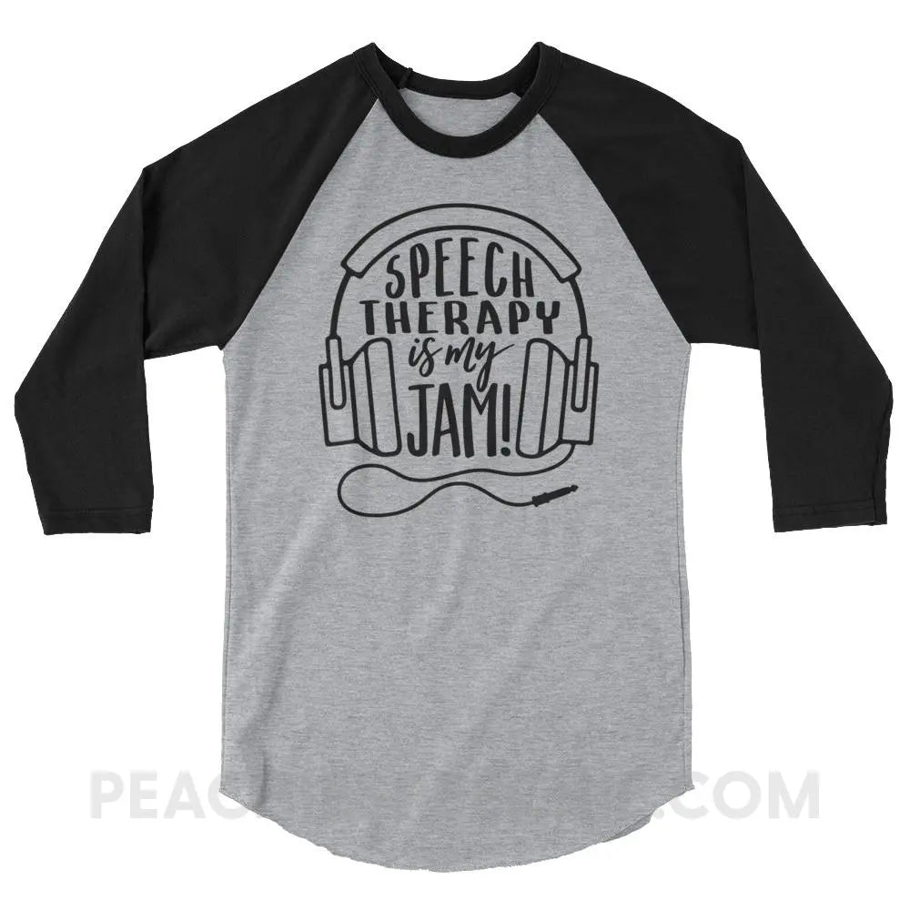 Speech Is My Jam Baseball Tee - Heather Grey/Black / XS T - Shirts & Tops peachiespeechie.com