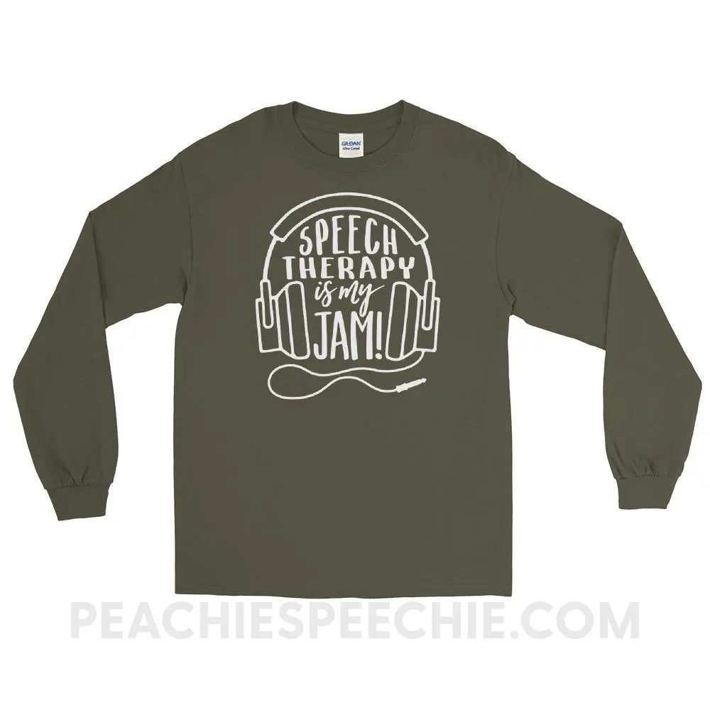 Speech Is My Jam Long Sleeve Tee - Military Green / S - T-Shirts & Tops peachiespeechie.com