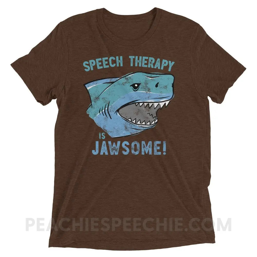 Speech Is Jawsome Tri-Blend Tee - Brown Triblend / XS - T-Shirts & Tops peachiespeechie.com