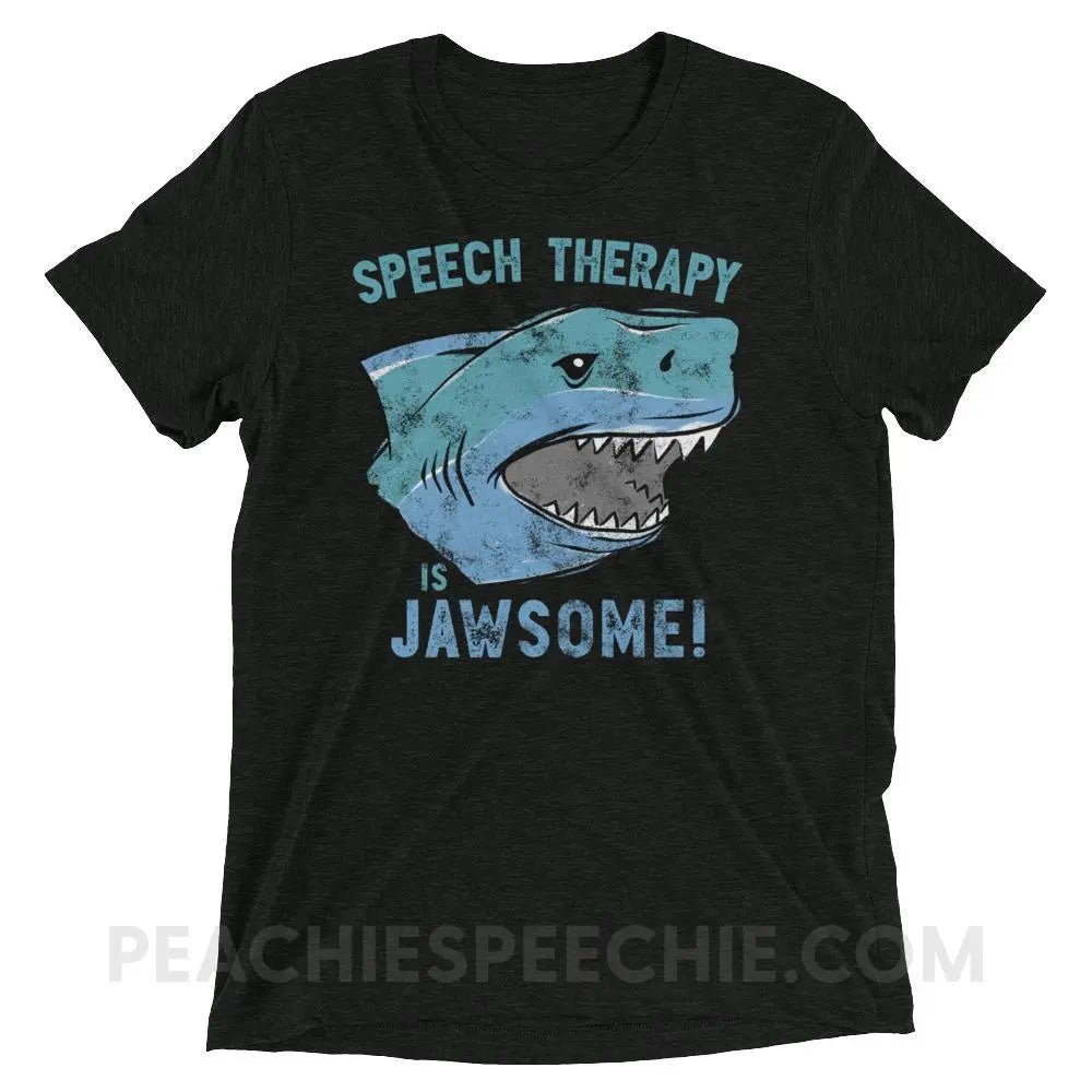 Speech Is Jawsome Tri-Blend Tee - Charcoal-Black Triblend / XS - T-Shirts & Tops peachiespeechie.com