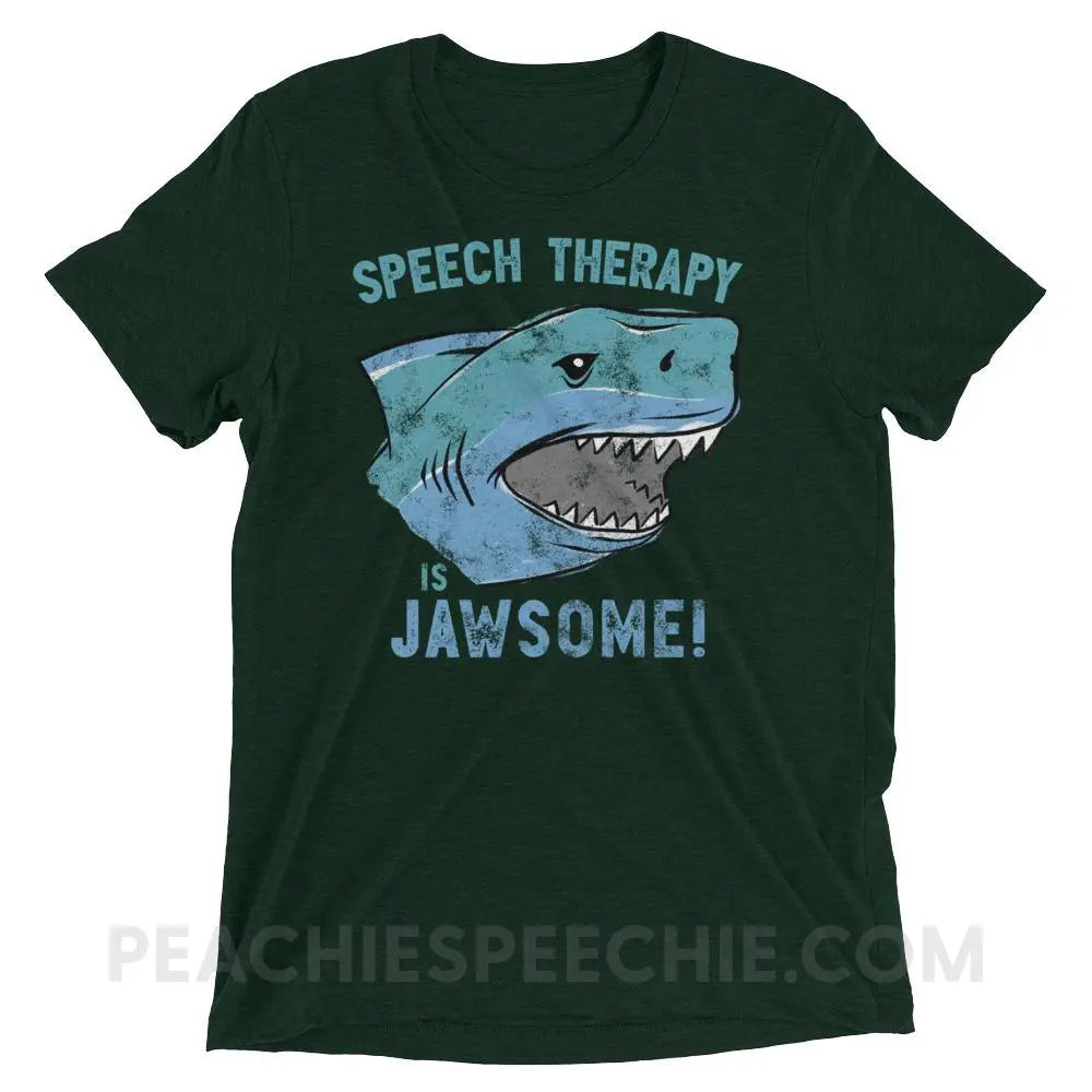 Speech Is Jawsome Tri-Blend Tee - Emerald Triblend / XS - T-Shirts & Tops peachiespeechie.com