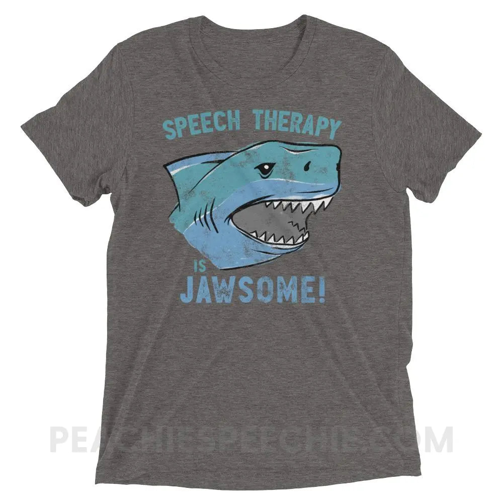 Speech Is Jawsome Tri-Blend Tee - Grey Triblend / XS - T-Shirts & Tops peachiespeechie.com