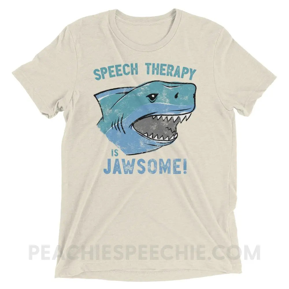 Speech Is Jawsome Tri-Blend Tee - Oatmeal Triblend / XS - T-Shirts & Tops peachiespeechie.com