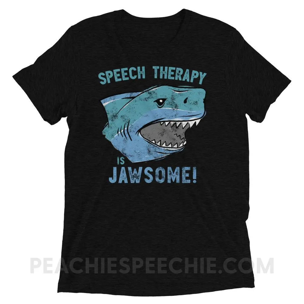 Speech Is Jawsome Tri-Blend Tee - Solid Black Triblend / XS - T-Shirts & Tops peachiespeechie.com