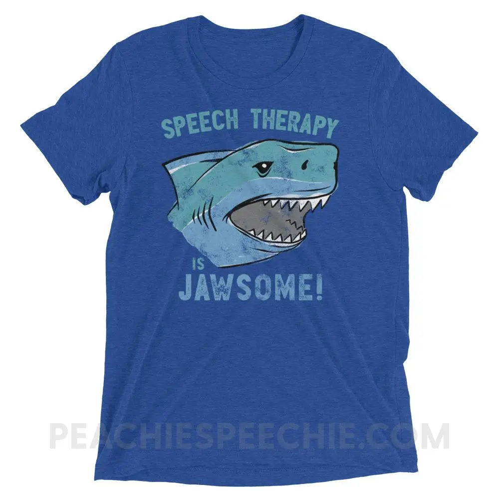 Speech Is Jawsome Tri-Blend Tee - True Royal Triblend / XS - T-Shirts & Tops peachiespeechie.com
