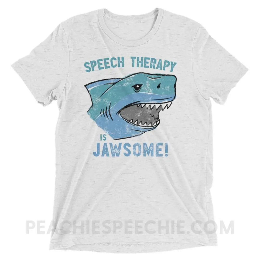 Speech Is Jawsome Tri-Blend Tee - White Fleck Triblend / XS - T-Shirts & Tops peachiespeechie.com