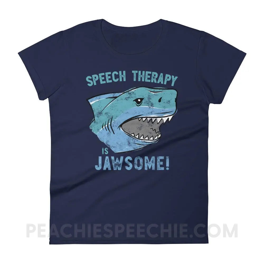 Speech Is Jawsome Women’s Trendy Tee - Navy / S - T-Shirts & Tops peachiespeechie.com