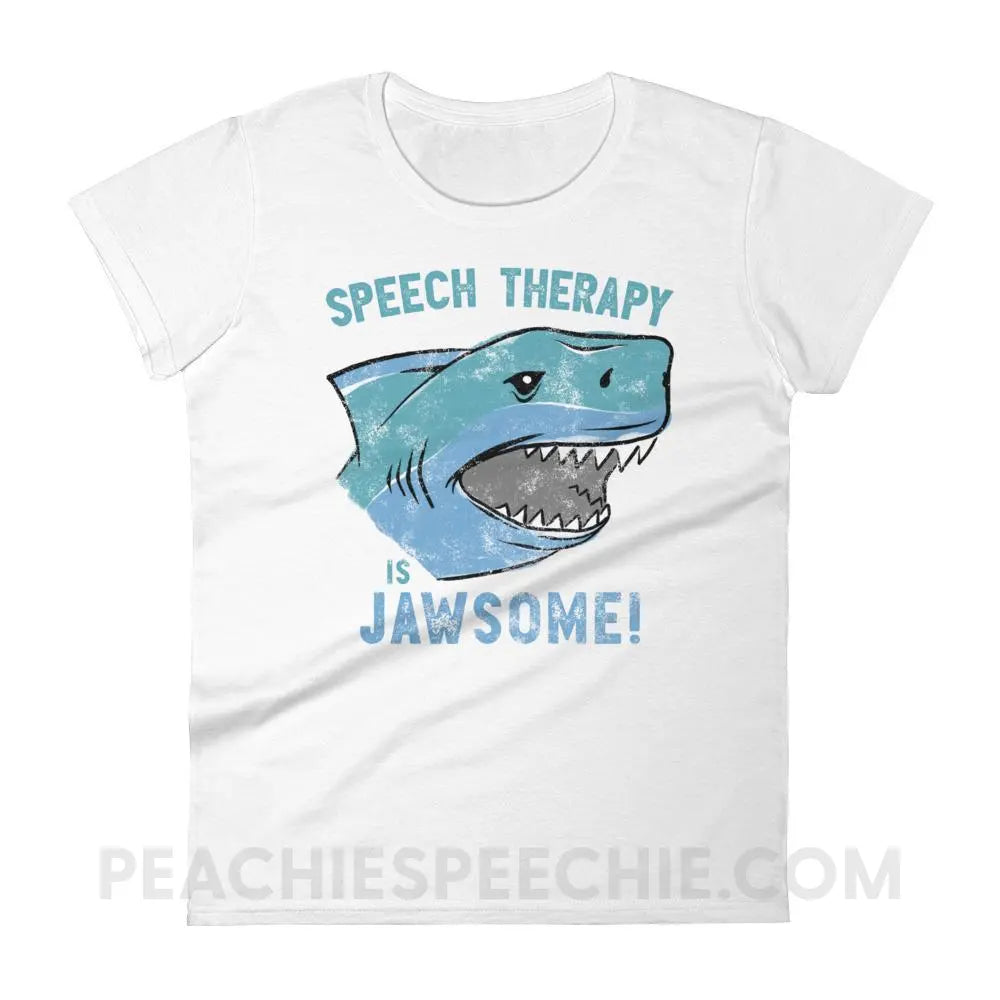 Speech Is Jawsome Women’s Trendy Tee - White / S - T-Shirts & Tops peachiespeechie.com