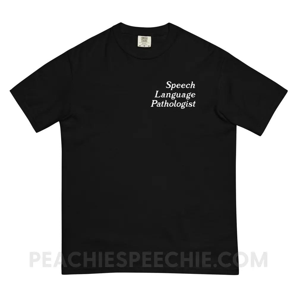 Speech Language Fluency Voice Flowers Comfort Colors Tee - Black / S - peachiespeechie.com