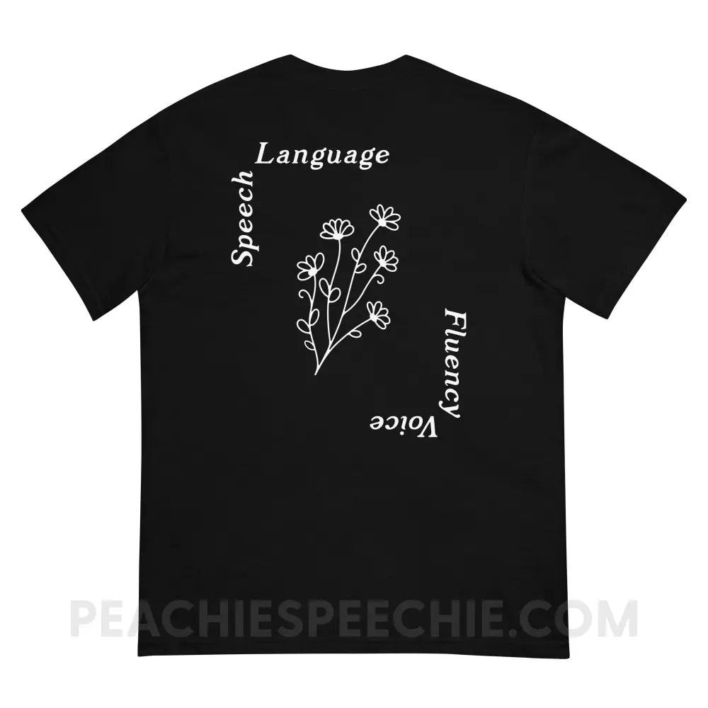 Speech Language Fluency Voice Flowers Comfort Colors Tee - peachiespeechie.com