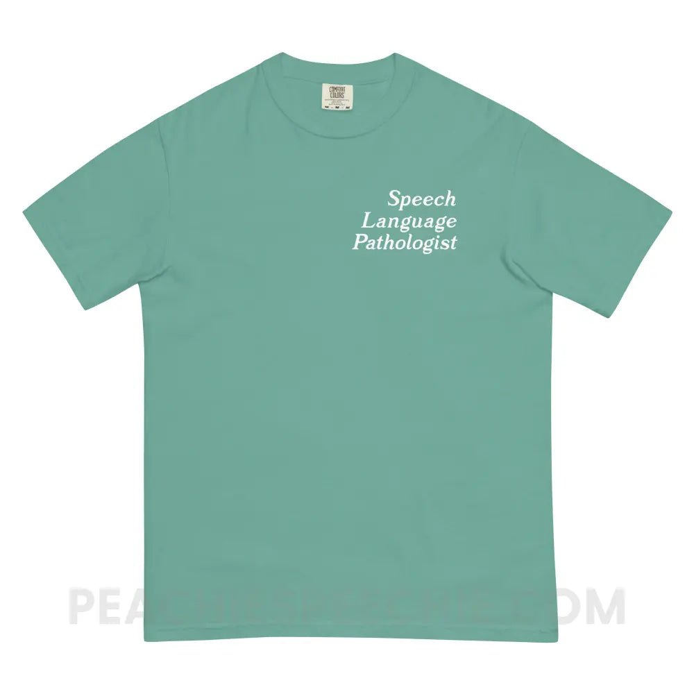 Speech Language Fluency Voice Flowers Comfort Colors Tee - Seafoam / S - peachiespeechie.com