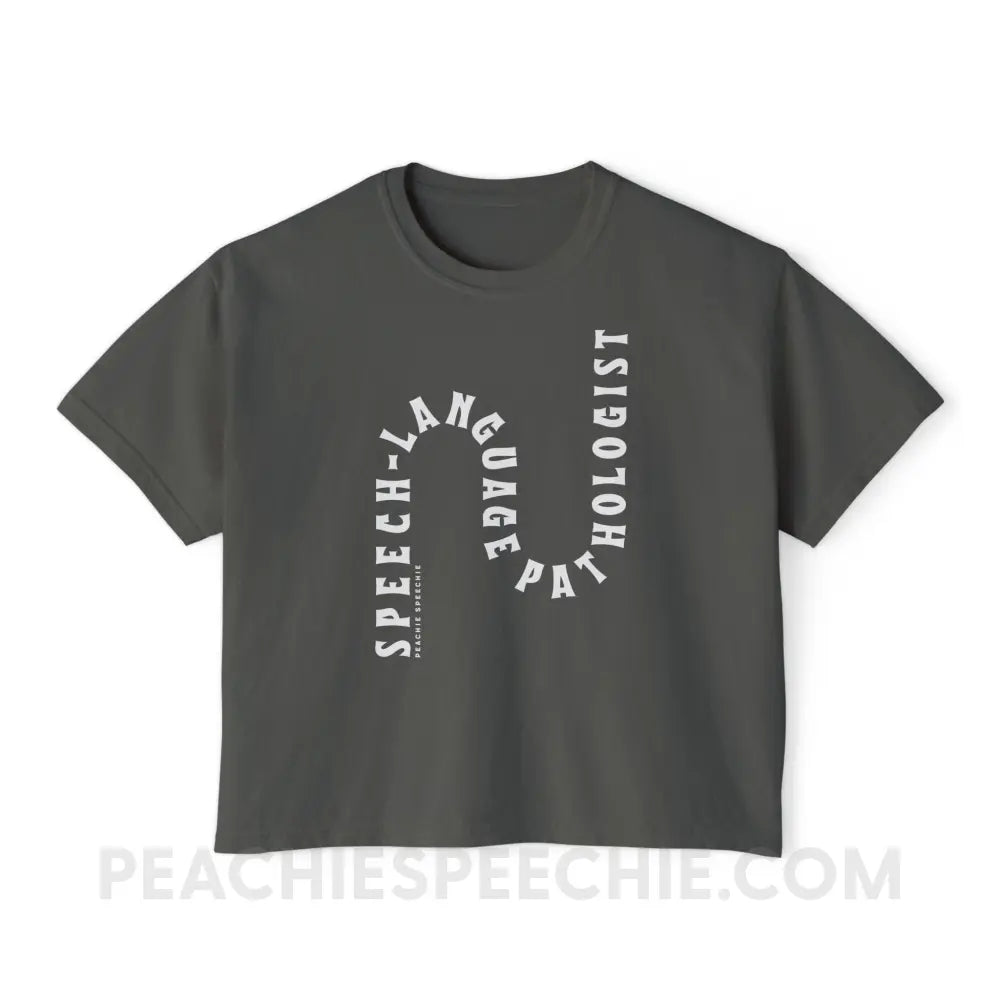 Speech-Language Pathologist Rollercoaster Comfort Colors Boxy Tee - Pepper / S - T-Shirt peachiespeechie.com