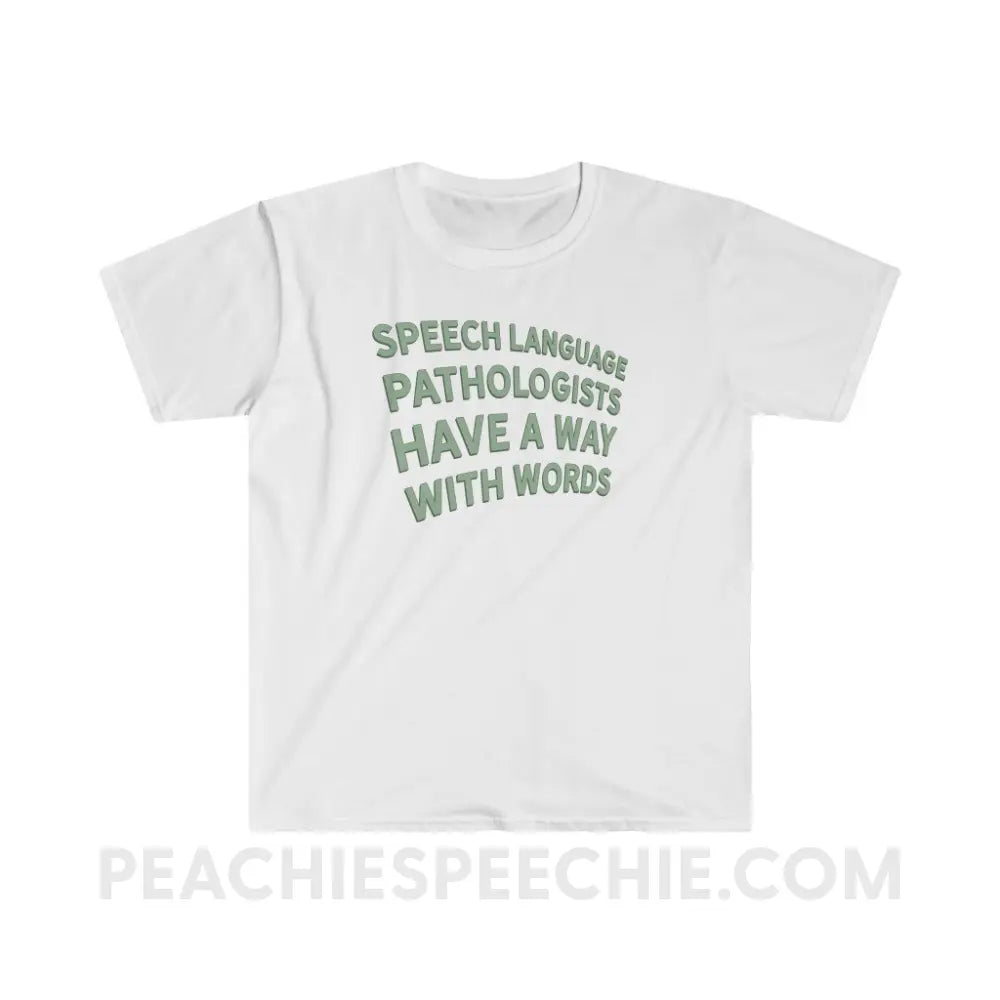 Speech Language Pathologists Have A Way With Words Classic Tee - White / S - T-Shirt peachiespeechie.com