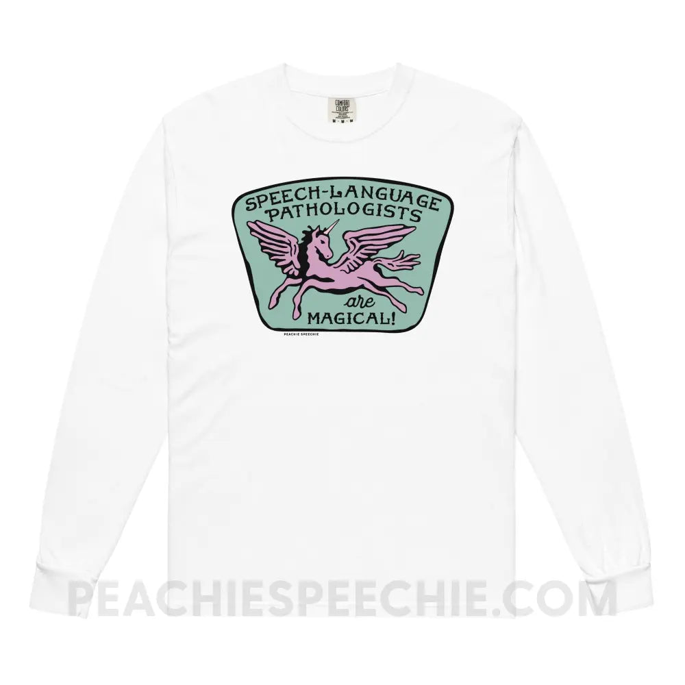 Speech-Language Pathologists Are Magical Comfort Colors Long Sleeve - White / S - Long-sleeve peachiespeechie.com