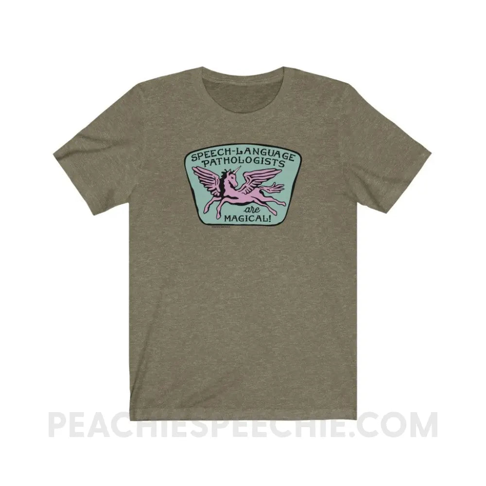 Speech-Language Pathologists Are Magical Premium Soft Tee - Heather Olive / S - T-Shirt peachiespeechie.com