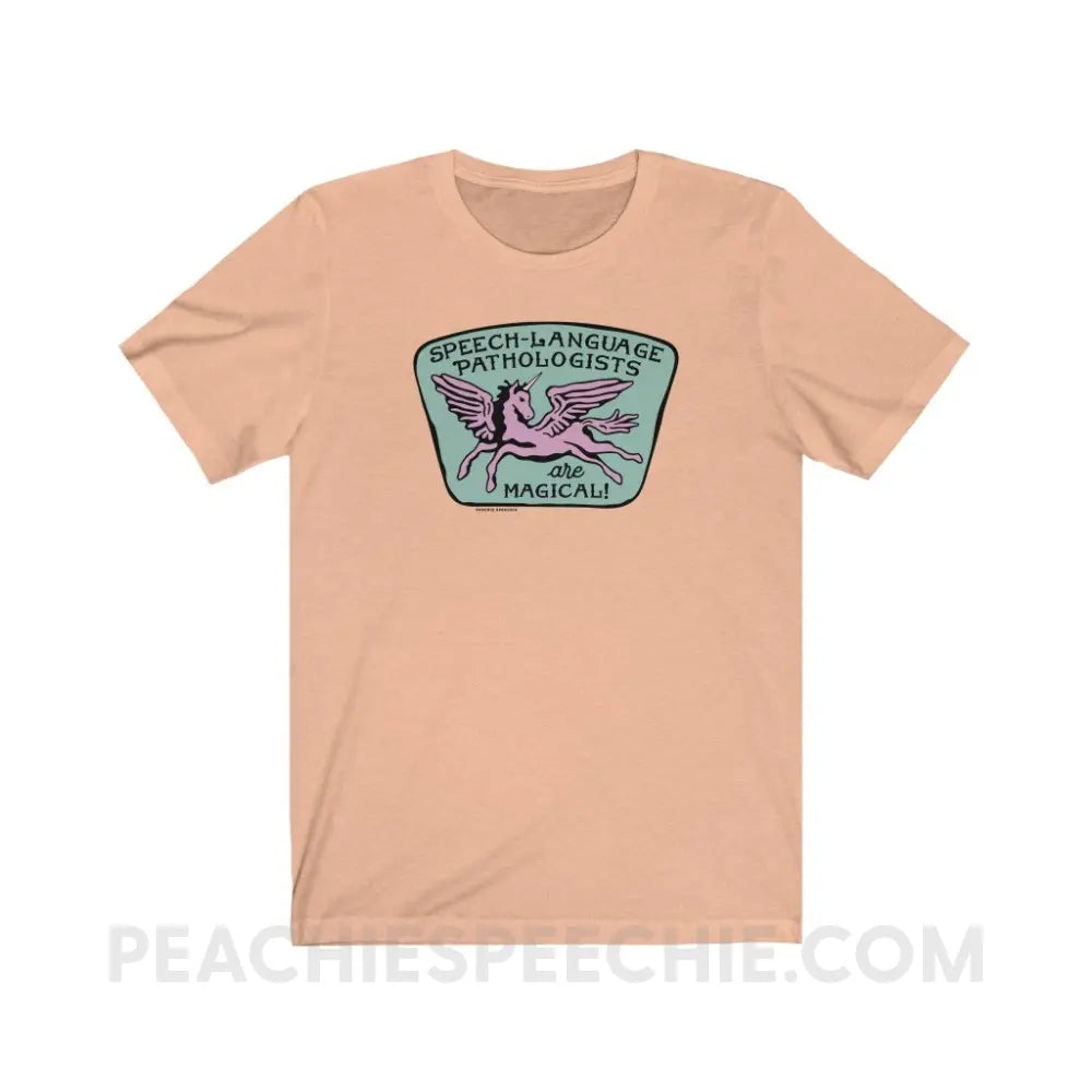 Speech-Language Pathologists Are Magical Premium Soft Tee - Heather Peach / S - T-Shirt peachiespeechie.com