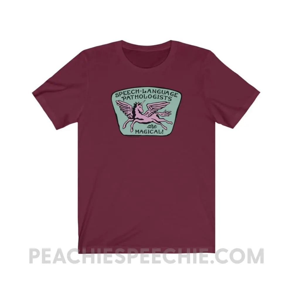 Speech-Language Pathologists Are Magical Premium Soft Tee - Maroon / S - T-Shirt peachiespeechie.com