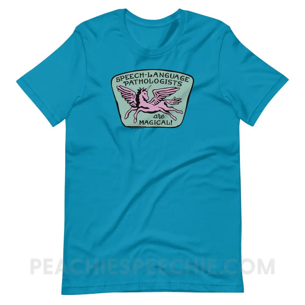 Speech-Language Pathologists Are Magical Premium Soft Tee - Aqua / S - T-Shirt peachiespeechie.com