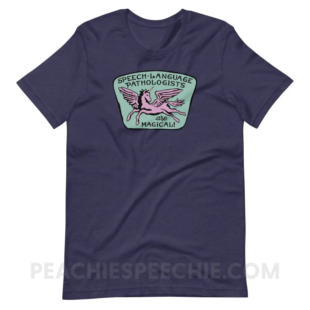 Speech-Language Pathologists Are Magical Premium Soft Tee - Heather Midnight Navy / S - T-Shirt peachiespeechie.com