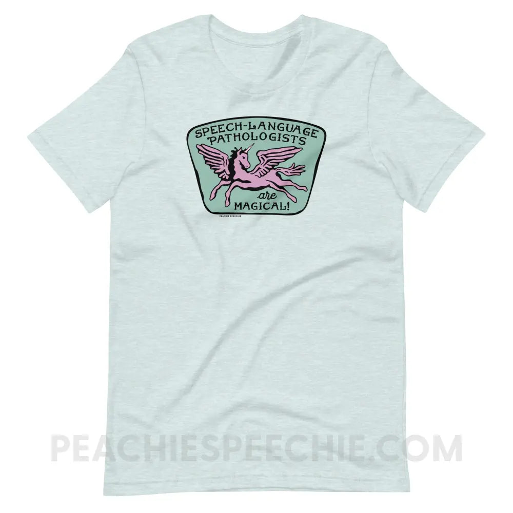 Speech-Language Pathologists Are Magical Premium Soft Tee - Heather Prism Ice Blue / S - T-Shirt peachiespeechie.com