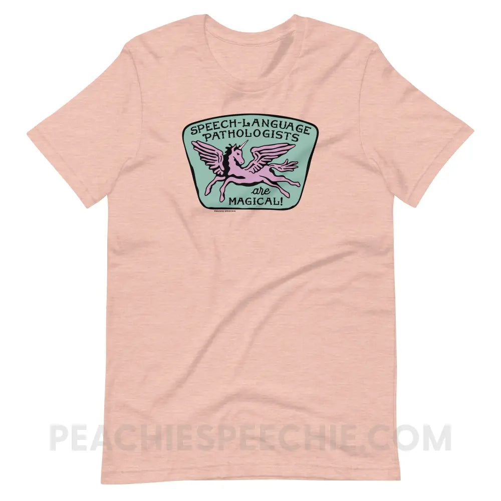 Speech-Language Pathologists Are Magical Premium Soft Tee - Heather Prism Peach / S - T-Shirt peachiespeechie.com