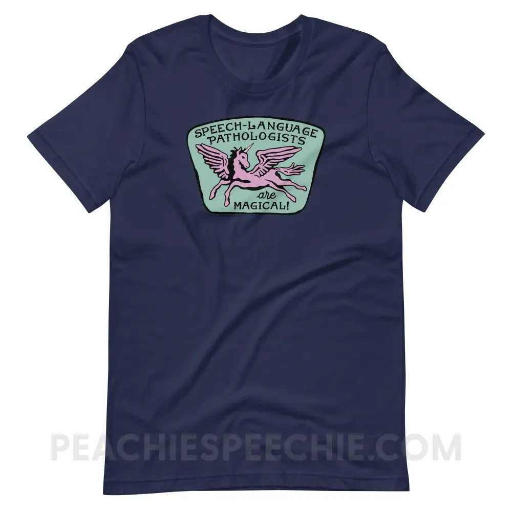 Speech-Language Pathologists Are Magical Premium Soft Tee - Navy / S - T-Shirt peachiespeechie.com