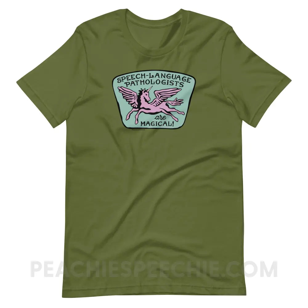 Speech-Language Pathologists Are Magical Premium Soft Tee - Olive / S - T-Shirt peachiespeechie.com