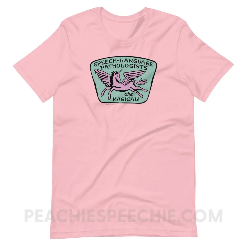 Speech-Language Pathologists Are Magical Premium Soft Tee - Pink / S - T-Shirt peachiespeechie.com