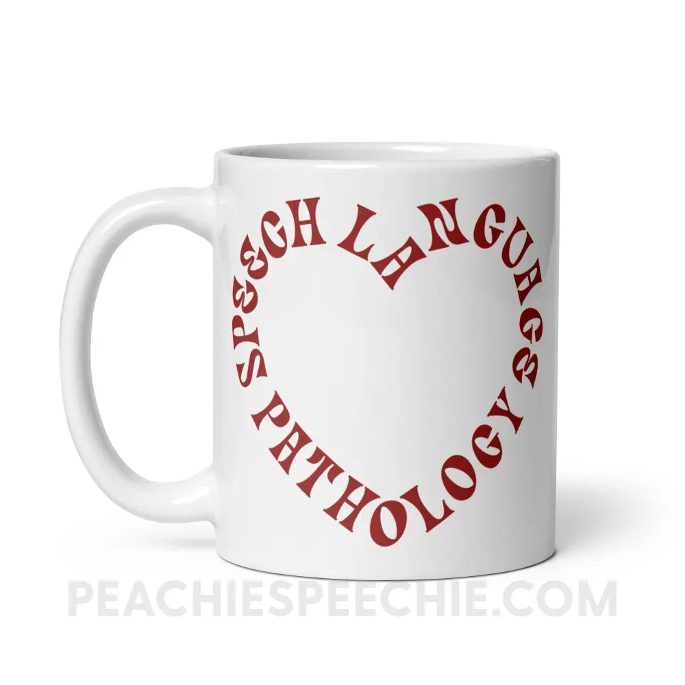 Speech Language Pathology Heart Coffee Mug - 11oz - peachiespeechie.com