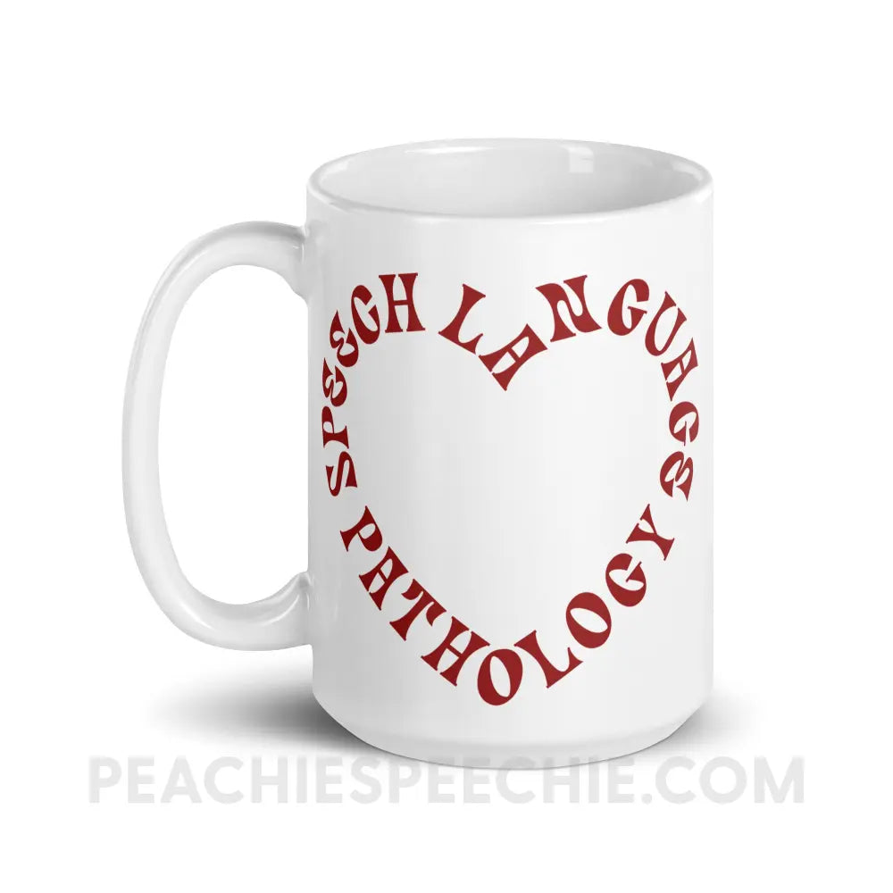 Speech Language Pathology Heart Coffee Mug - 15oz - peachiespeechie.com