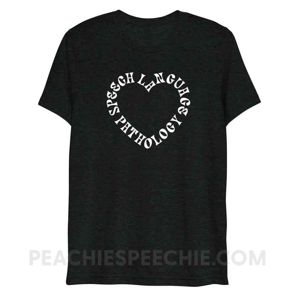 Speech Language Pathology Heart Tri-Blend Tee - Charcoal-Black Triblend / XS - peachiespeechie.com