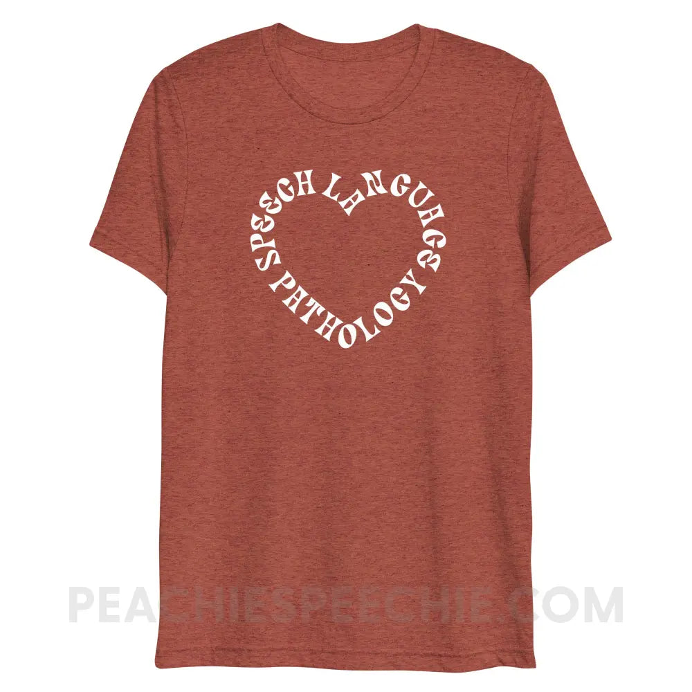 Speech Language Pathology Heart Tri-Blend Tee - Clay Triblend / XS - peachiespeechie.com