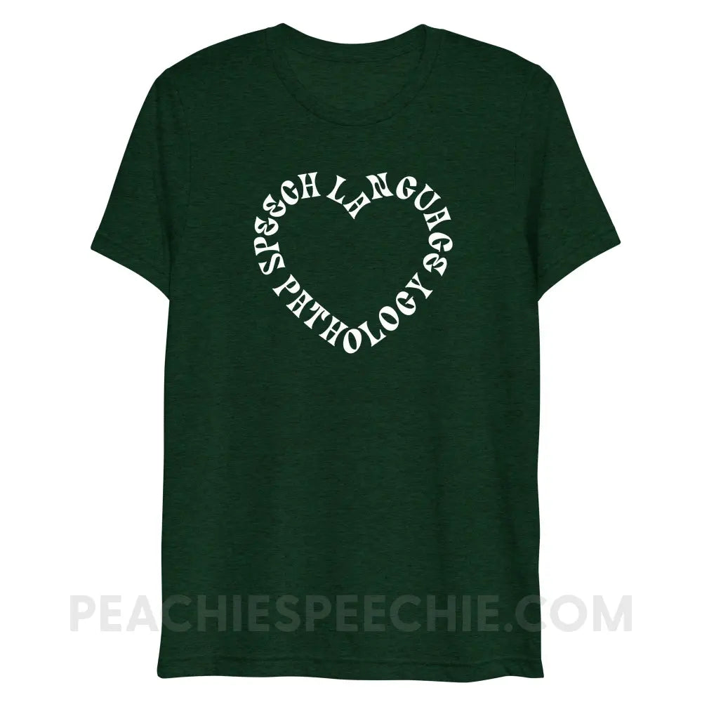 Speech Language Pathology Heart Tri-Blend Tee - Emerald Triblend / XS - peachiespeechie.com