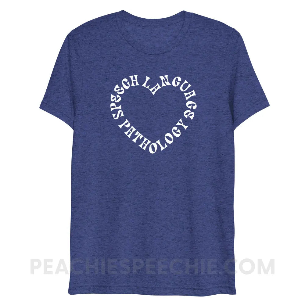 Speech Language Pathology Heart Tri-Blend Tee - Navy Triblend / XS - peachiespeechie.com