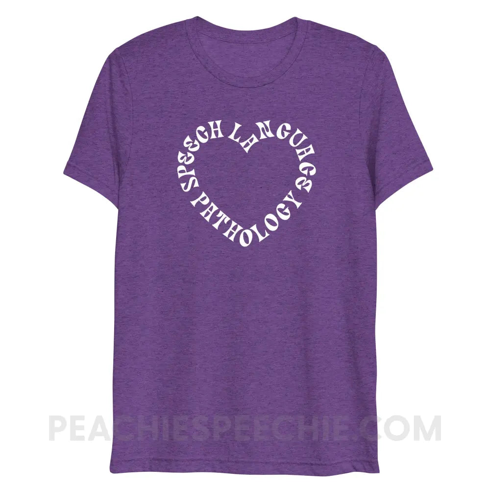 Speech Language Pathology Heart Tri-Blend Tee - Purple Triblend / XS - peachiespeechie.com