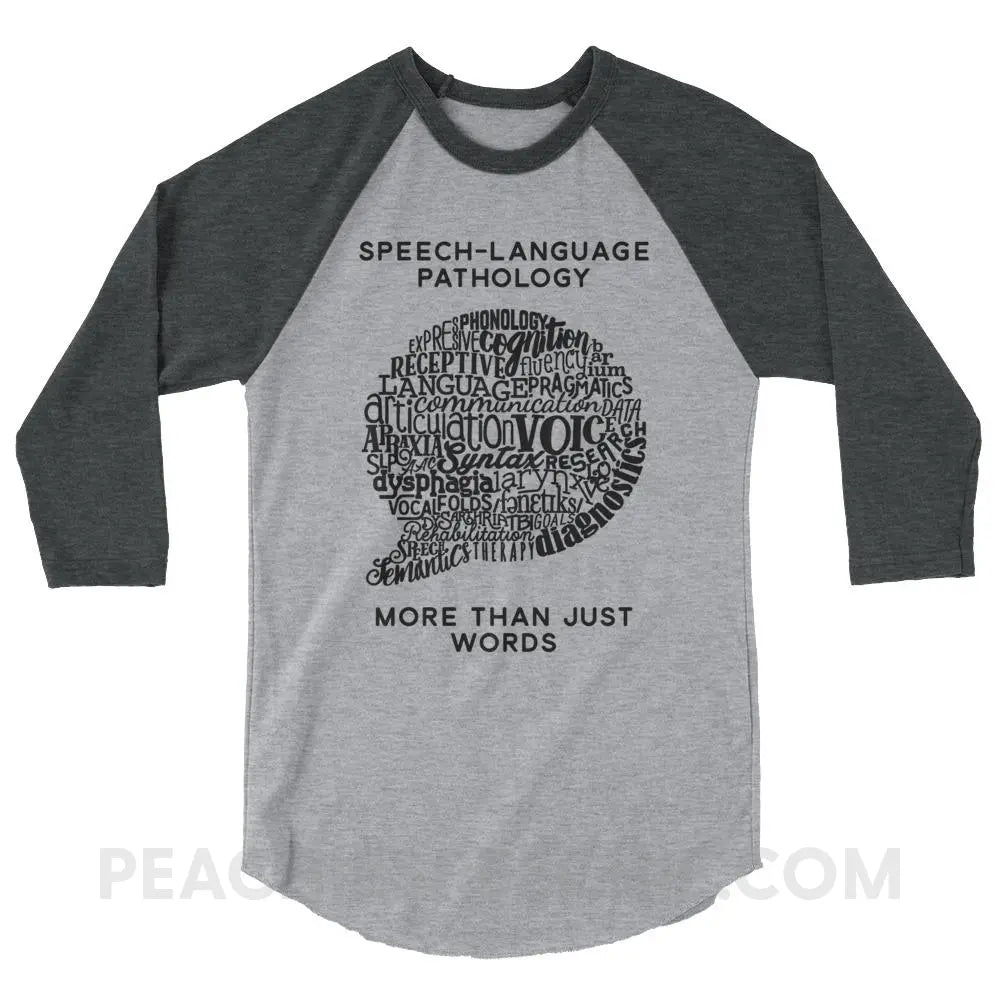 Speech-Language Pathology | More Than Words Baseball Tee - Heather Grey/Heather Charcoal / XS - T-Shirts & Tops | peachiespeechie.com