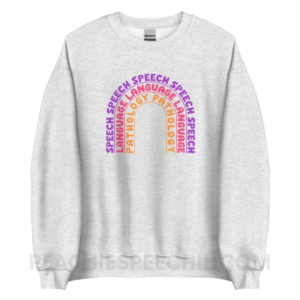 Speech Language Pathology Rainbow Classic Sweatshirt - Ash / S - peachiespeechie.com