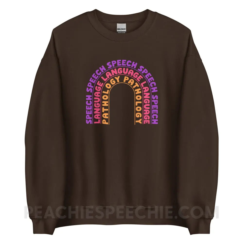 Speech Language Pathology Rainbow Classic Sweatshirt - Dark Chocolate / S - peachiespeechie.com