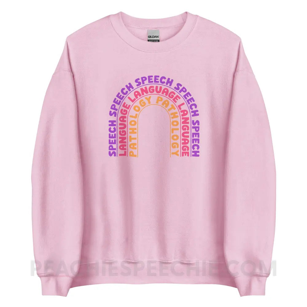 Speech Language Pathology Rainbow Classic Sweatshirt - Light Pink / S - peachiespeechie.com