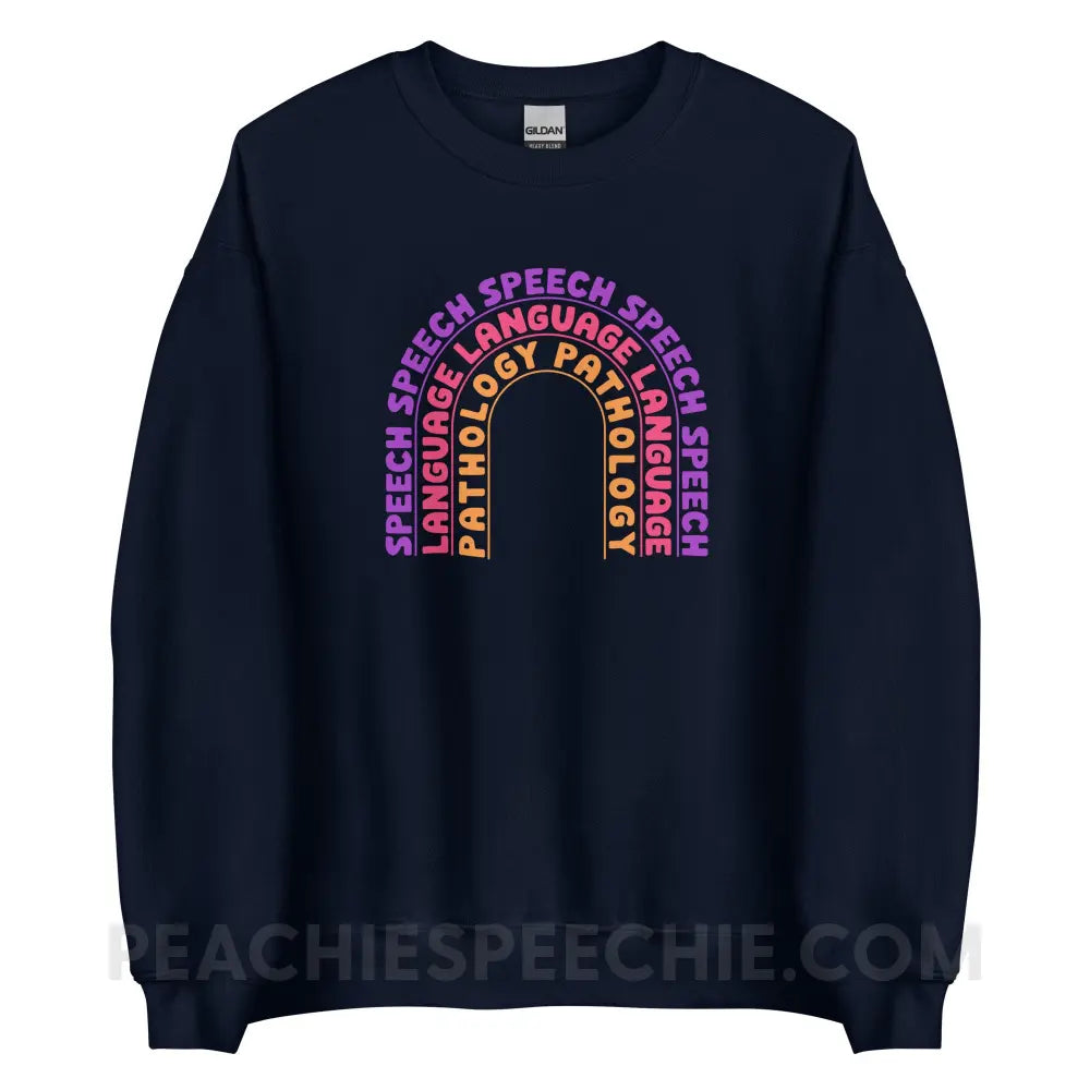 Speech Language Pathology Rainbow Classic Sweatshirt - Navy / S - peachiespeechie.com