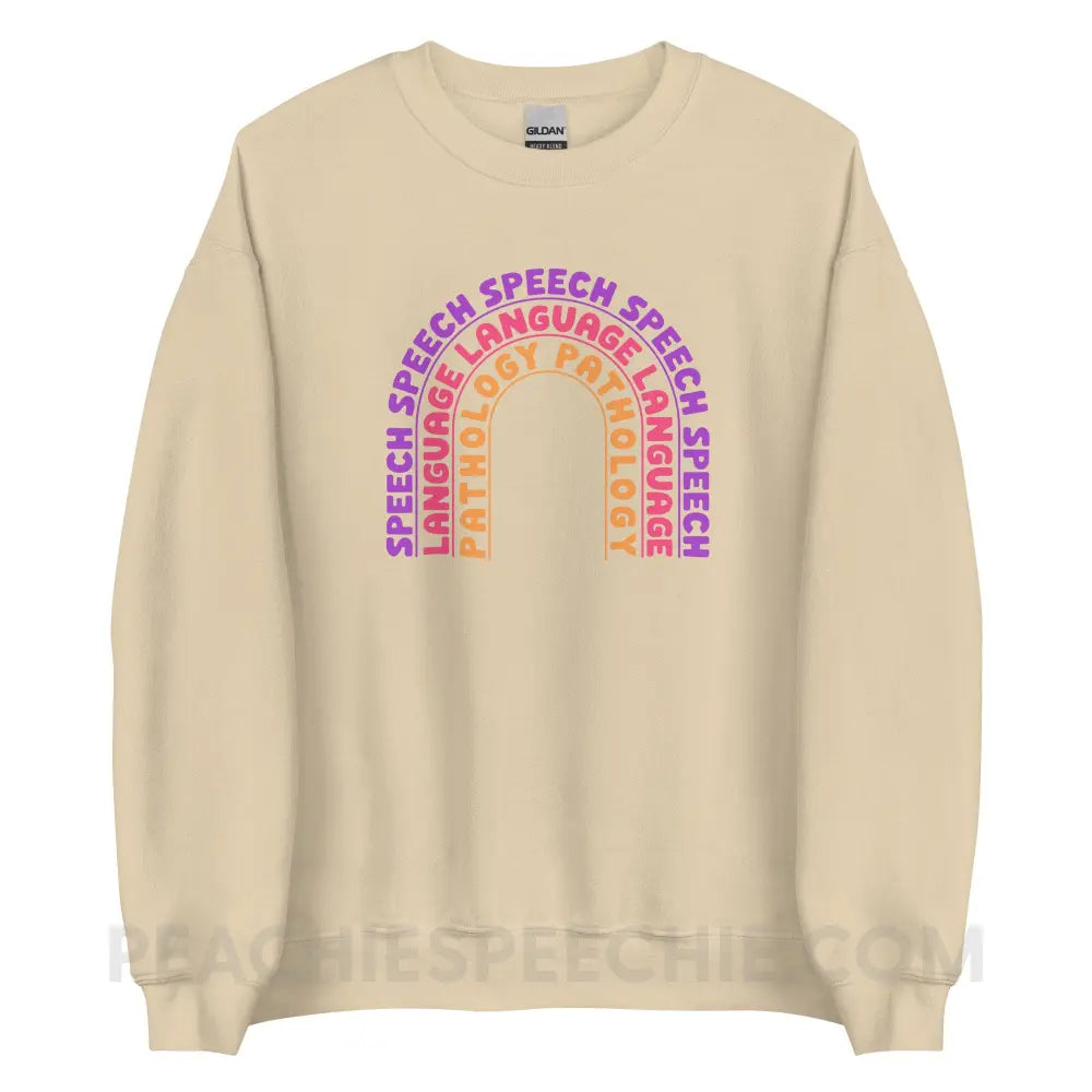 Speech Language Pathology Rainbow Classic Sweatshirt - Sand / S - peachiespeechie.com