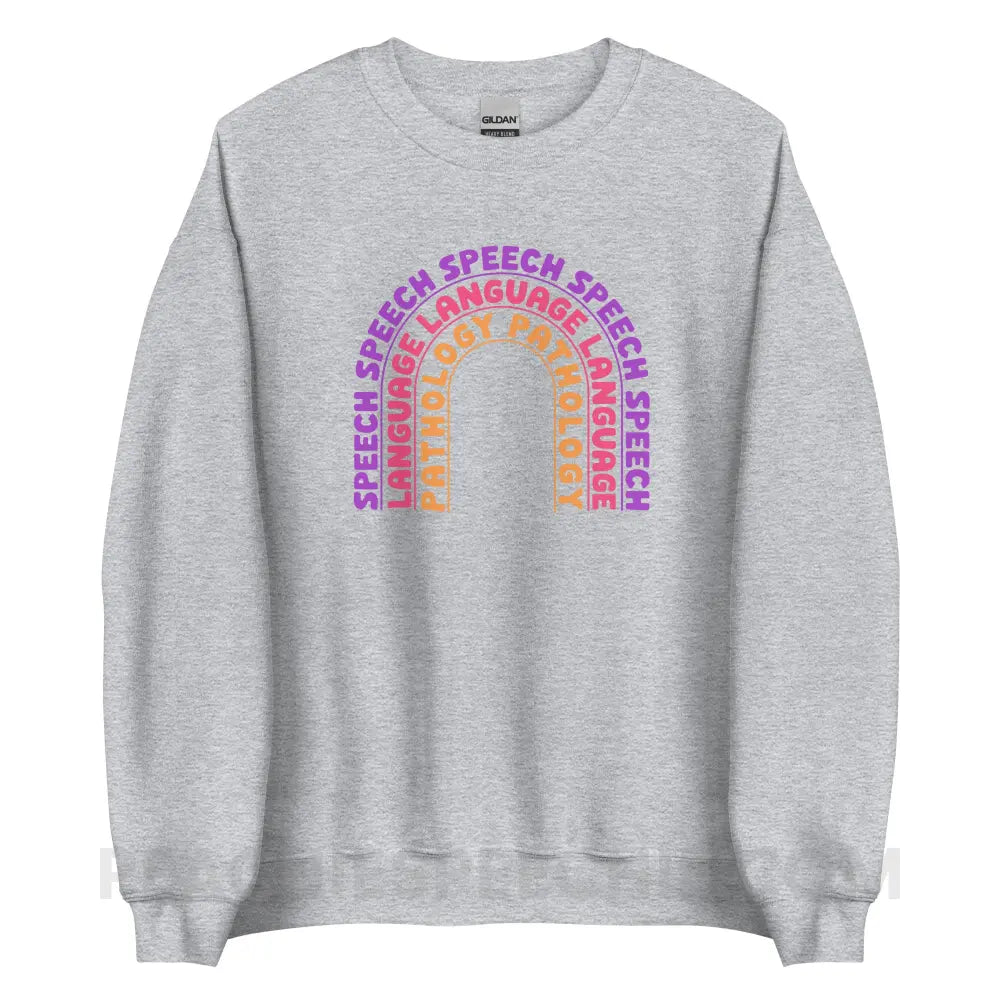 Speech Language Pathology Rainbow Classic Sweatshirt - Sport Grey / S - peachiespeechie.com