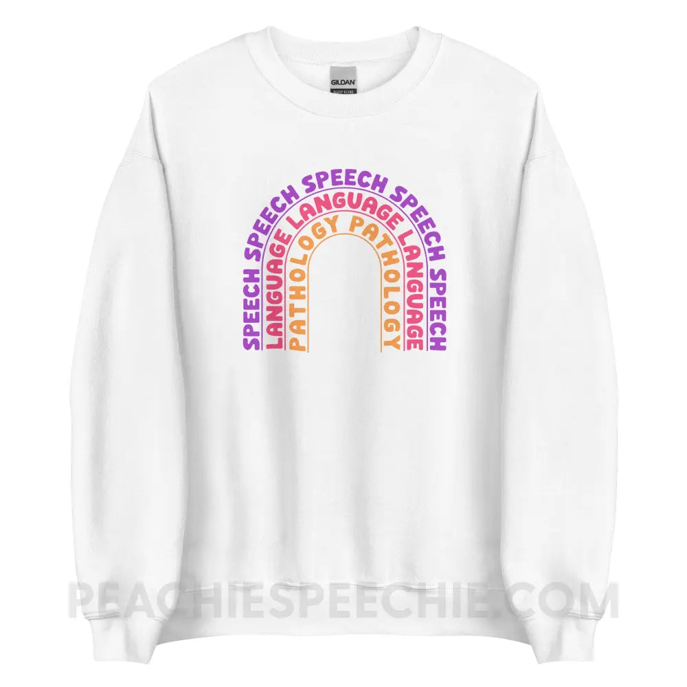 Speech Language Pathology Rainbow Classic Sweatshirt - White / S - peachiespeechie.com