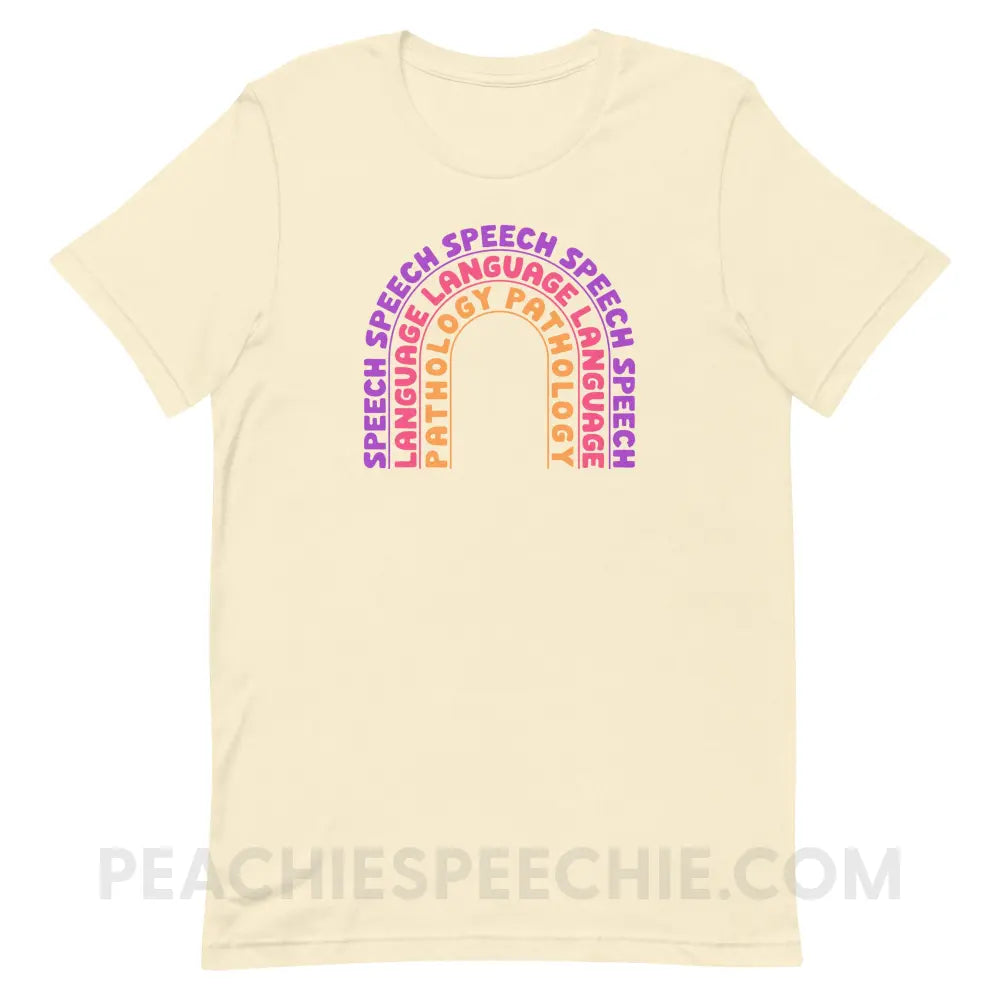 Speech Language Pathology Rainbow Premium Soft Tee - Natural / XS - peachiespeechie.com